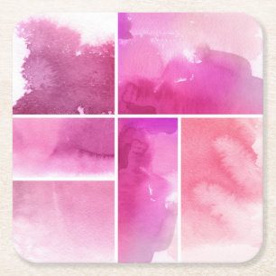 Set von Watercolor abstrakte handgemalte 3 Rechteckiger Pappuntersetzer