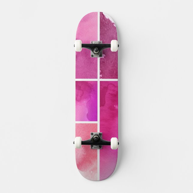 Set von Watercolor abstrakte handgemalte 3 Skateboard (Vorderseite)