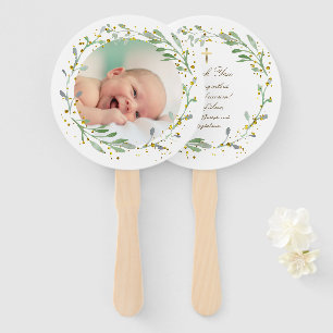 Set von zehn grünen Imitaten Glitzer Taufe Fächer