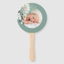 Set von zehn weißen grünen Bouquet Taufe Fächer