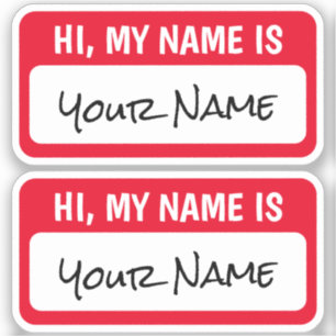 Set von zwei Personalisierten Hi, mein Name ist Au Aufkleber