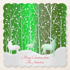 Set Weißer Reinder bearbeiten Name Grün Untersetzer