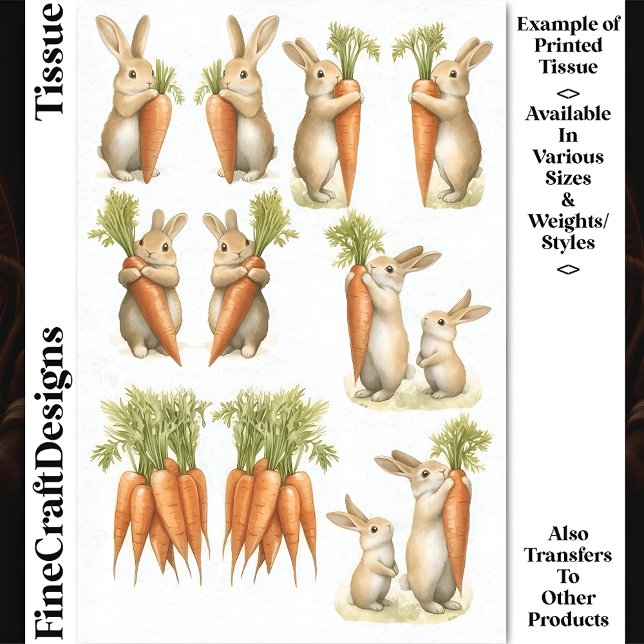 Set Whimsical Bunny Pairs & Carrots DC1 Decoupage Seidenpapier (Von Creator hochgeladen)