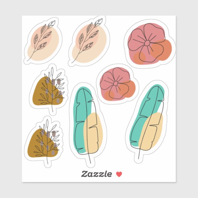 Set zu abstrakten Blume Aufkleber (Blatt)