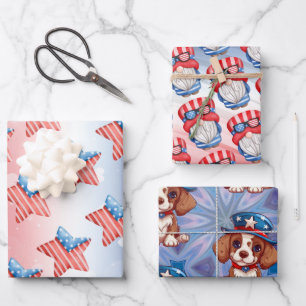 Set zum 4. Juli aus 3 Teilen Geschenkpapier Set