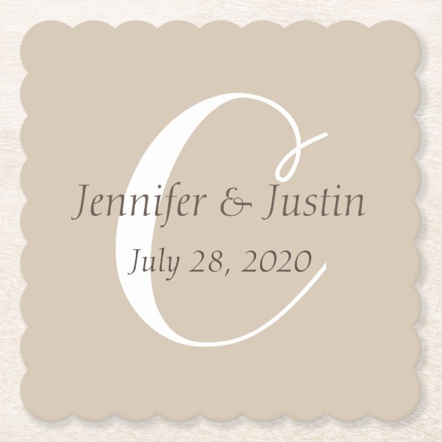 Set zum mit Monogramm Untersetzer Hochzeit/Jubiläu (Vorderseite)