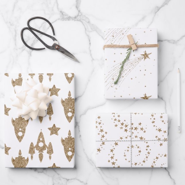 Set zum Thema "Weltraum" Geschenkpapier Set (Vorderseite)