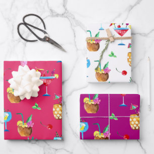 Set zum Umpacken von fruchtigen tropischen Getränk Geschenkpapier Set