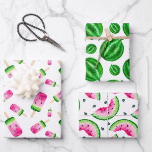 Set zum Wrapping von frischem tropischem Wassermel Geschenkpapier Set