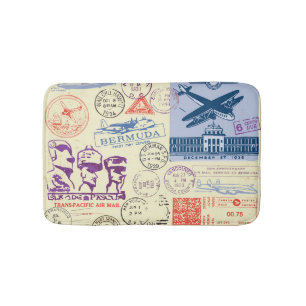 Set zur Dekoration der Vintagen Briefmarke Badematte