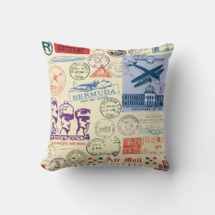 Set zur Dekoration der Vintagen Briefmarke Kissen