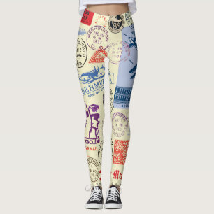 Set zur Dekoration der Vintagen Briefmarke Leggings