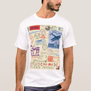 Set zur Dekoration der Vintagen Briefmarke T-Shirt