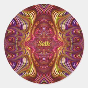 SETH ~ mehrfarbiges Fraktal Design ~ Runder Aufkleber