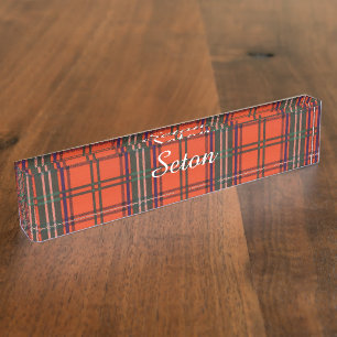 Seton Clan karierter schottischer Tartan Namensplakette