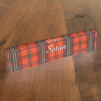 Seton Clan karierter schottischer Tartan Namensplakette