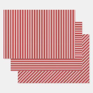 Sets aus rotem weißem Pfefferminzstreifen Geschenkpapier Set