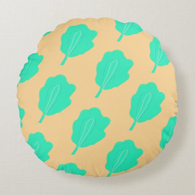 Sets mit flachen Blätter Rundes Kissen (Vorderseite)