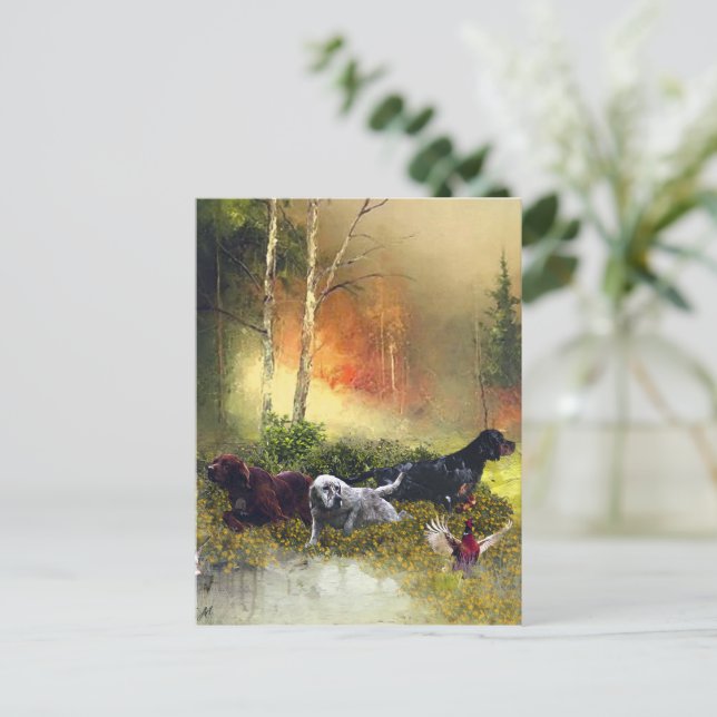 Setter-Familie Postkarte (Stehend Vorderseite)