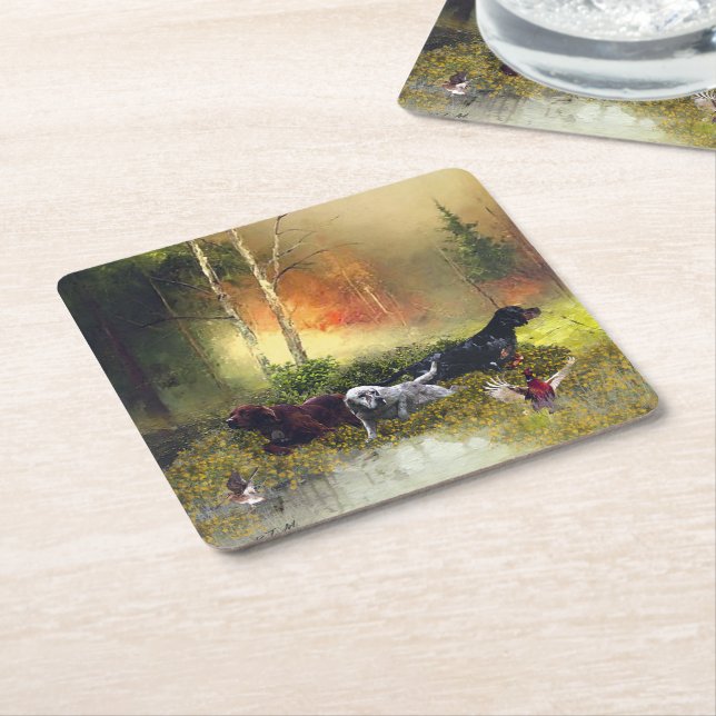 Setter-Familie Rechteckiger Pappuntersetzer (angewinkelt)