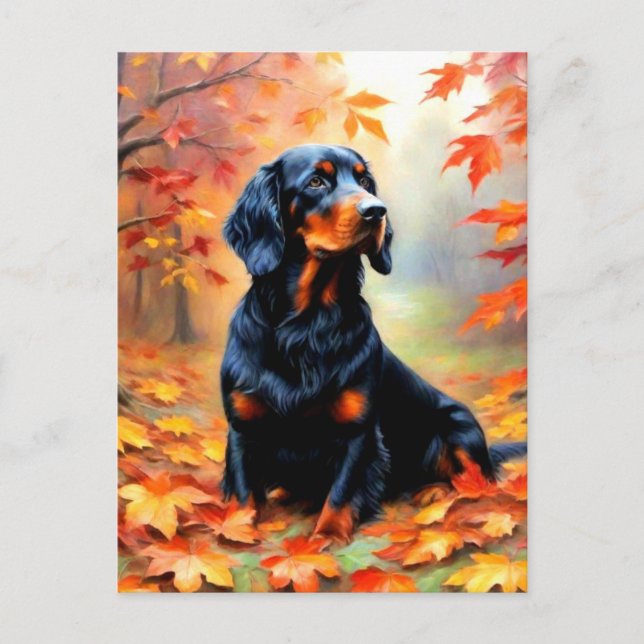 Setter Hund im Herbst Postkarte (Vorderseite)