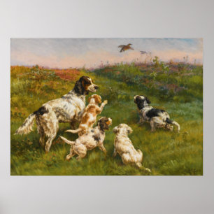 Setter und Welpen von Edmund Henry Osthaus Poster