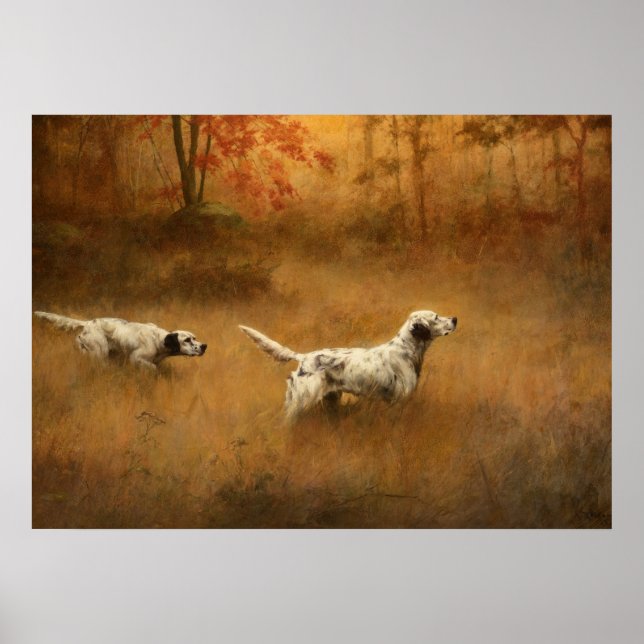 Setters in a Field by Percival Leonard Rosseau Poster (Vorne)