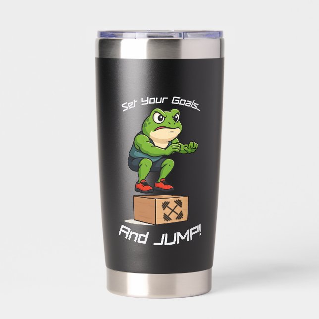 Setze deine Ziele und springe - Männlicher Frosch  Thermobecher (Vorderseite)