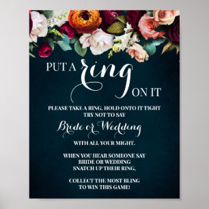 Setze einen Ring darauf Wein Navy-Brautparty-Spiel Poster