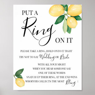 Setze einen Ring drauf Lemons Brautparty-Spiel Sch Poster