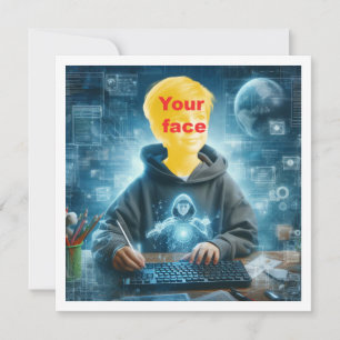 Setze mein Gesicht in das Bild, Computerliebhaber, Karte