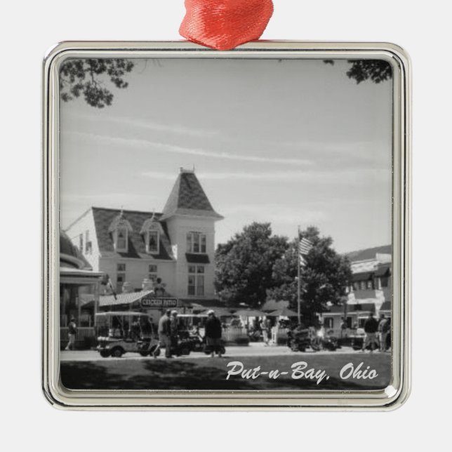 Setzen-n-Bucht, Ohio-Dorf-Foto-Verzierung Silbernes Ornament (Vorne)