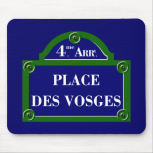 Setzen Sie DES Vosges, Paris-Straßenschild Mousepad