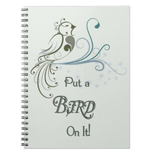 Setzen Sie einen Vogel auf ihn Notizblock
