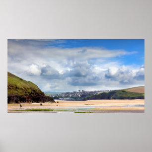 Setzen Sie Landschaft an Daymer Bucht in Cornwall Poster
