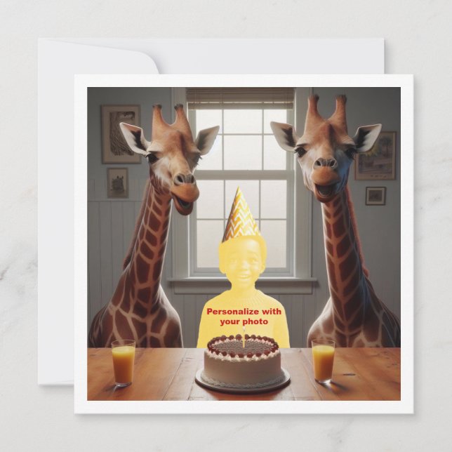 Setzen Sie mein Gesicht in das Bild, Giraffe & Kin Karte (Vorderseite)