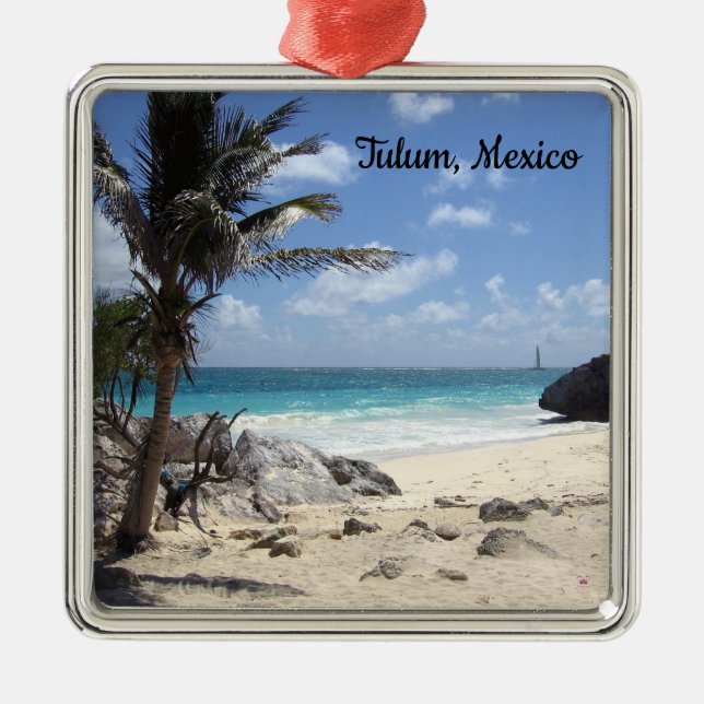 Setzen Sie Tulum, Mexiko - Sonne - Ferien - Ornament Aus Metall (Vorne)
