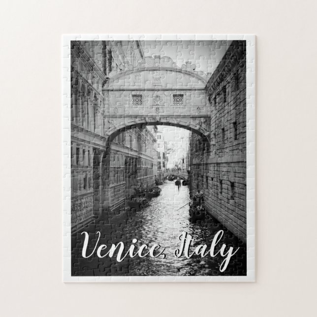 Seufzerbrücke Venedig Italien Schwarz-Weiß-Foto Puzzle (Vertikal)