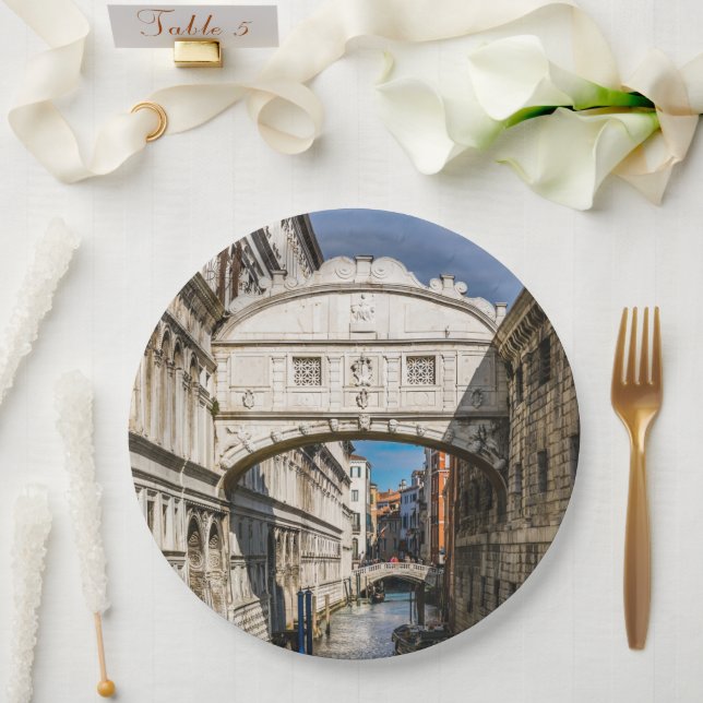 Seufzerbrücke, Venezia, Italien Pappteller (Hochzeit)