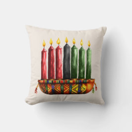 Seven Candles Kwanzaa Throw Kissen