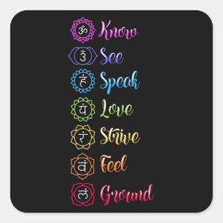 Seven Chakra Om Yoga Quadratischer Aufkleber