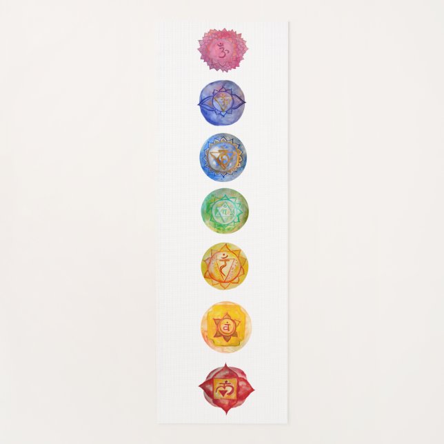 Seven chakras Aquarellkunst Yogamatte (Vorderseite)