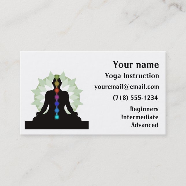 Seven Chakras Yoga Design Business Cards Visitenkarte (Vorderseite)