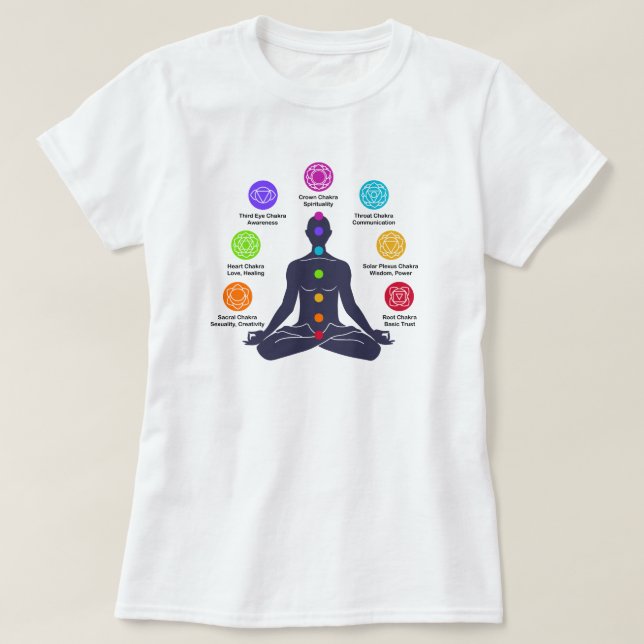 Seven Chakras Yoga Meditation T-Shirt (Design vorne)