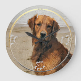 Seven Golden Retriever Kunst, Dichtung und Musik Große Wanduhr