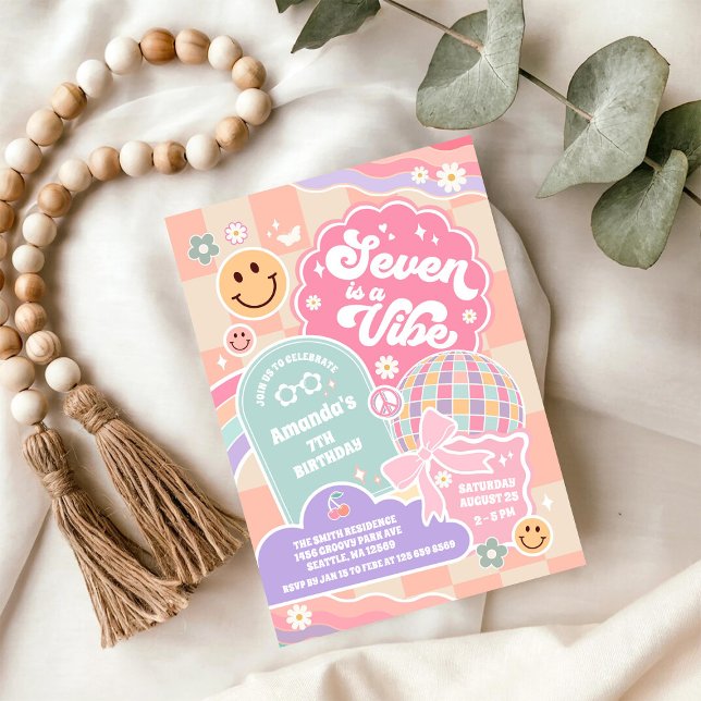 Seven Is A Vibe Cloud Regenbogen Disco 7. Geburtst Einladung (Von Creator hochgeladen)