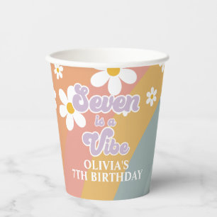 Seven is a Vibe Retro Regenbogen-Papierbecher Pappbecher