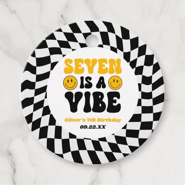 Seven Is A Vibe Retro Seventh 7th Birthday Party Geschenkanhänger (Vorderseite)