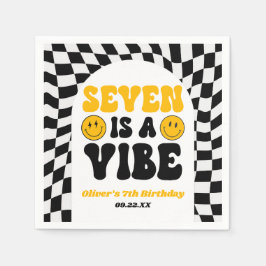 Seven Is A Vibe Retro Seventh 7th Birthday Party Serviette