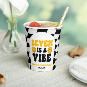 Seven Is A Vibe Retro Siebter 7. Geburtstagsfeier Pappbecher